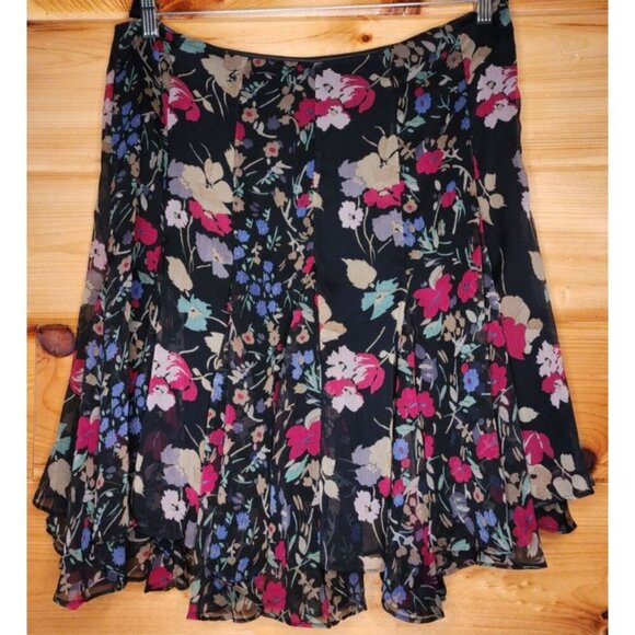 Lauren Ralph Lauren Women's Ruffled Floral Georgette Skirt Multi Size 12 - Picture 5 of 16
